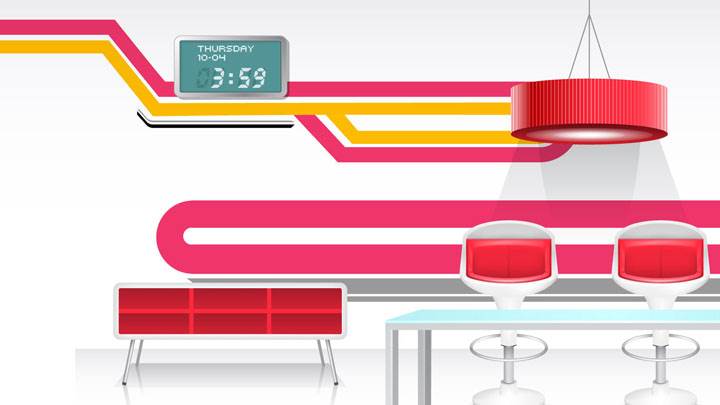 White Background And Red Border in Waiting Room